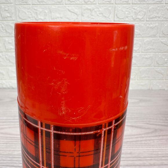 Aladdins Plaid Thermos Vacuum Bottle Red Dishwasher Safe Leakproof 1Pint Vintage - Picture 8 of 10